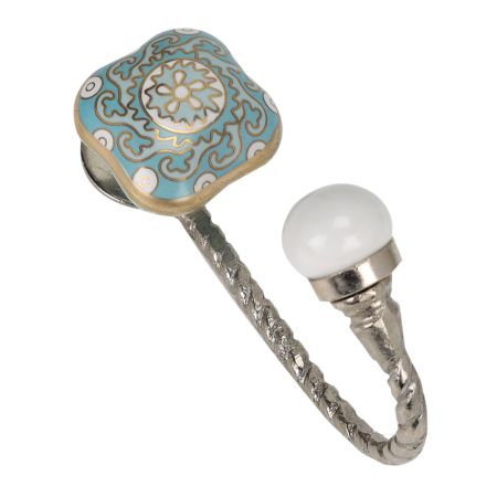 Square Ceramic Sage Green Ceramic Metal Hook Silver Fitting